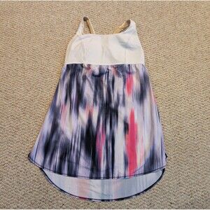 Lululemon Venus Tank Top Womens 4 Mirage Deep Indigo White Racerback Padded Bra